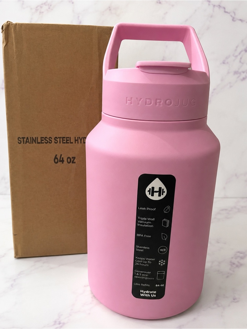 HydroJug Bubblegum 64 oz Insulated Stainless Steel Water Jug